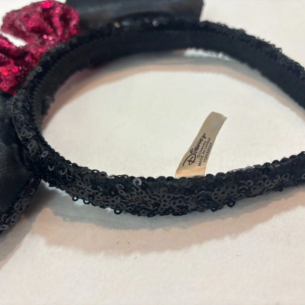 Disney Minnie Mouse Headband Ears With Bow Multicolor & Black Sequin Hat Mickey - Picture 4 of 6